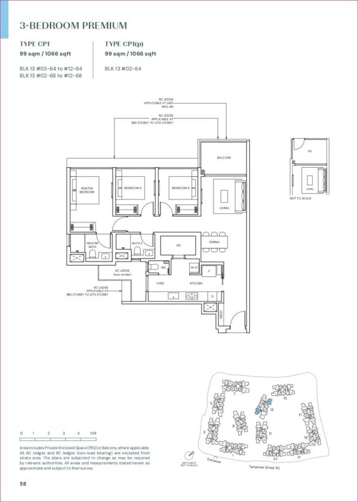 Parktown Residence Tampines-Singapore 3 Bedroom Floor Plan